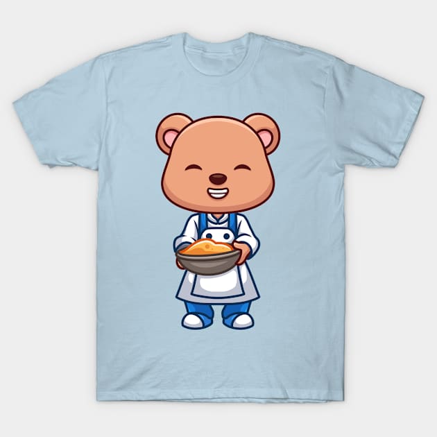 Chef Bear Cute Cartoon T-Shirt by GumregaStd